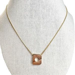 Vintage D Initial Gold Tone Pendant Necklace
